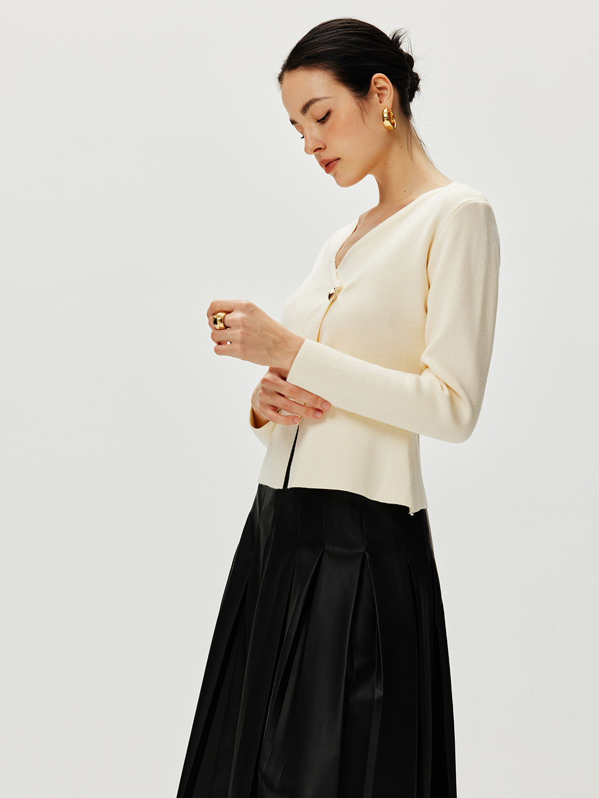 Callistari Cross Design Button Jersey Cardigan-CALLISTARI