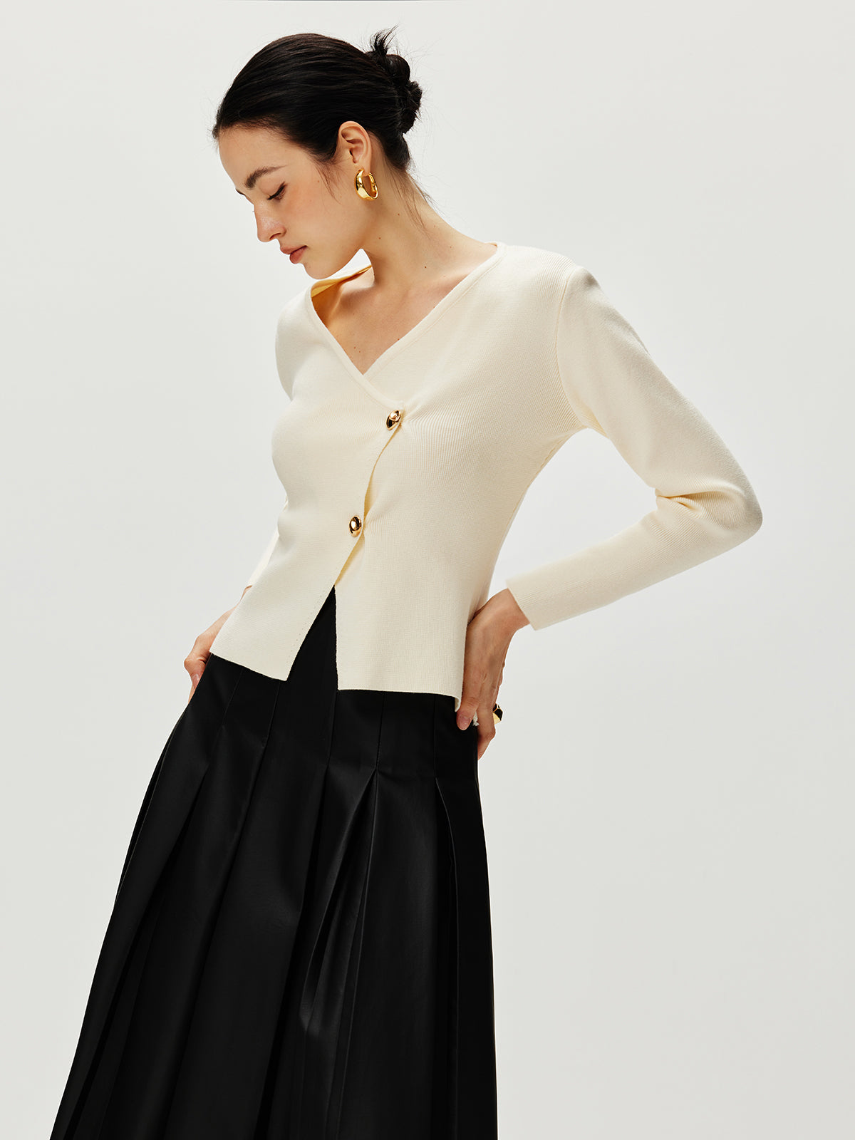 Callistari Cross Design Button Jersey Cardigan-CALLISTARI