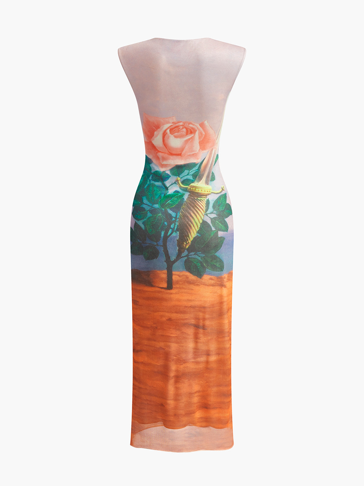 Romance Printed Jersey Tank Long Dress-CALLISTARI