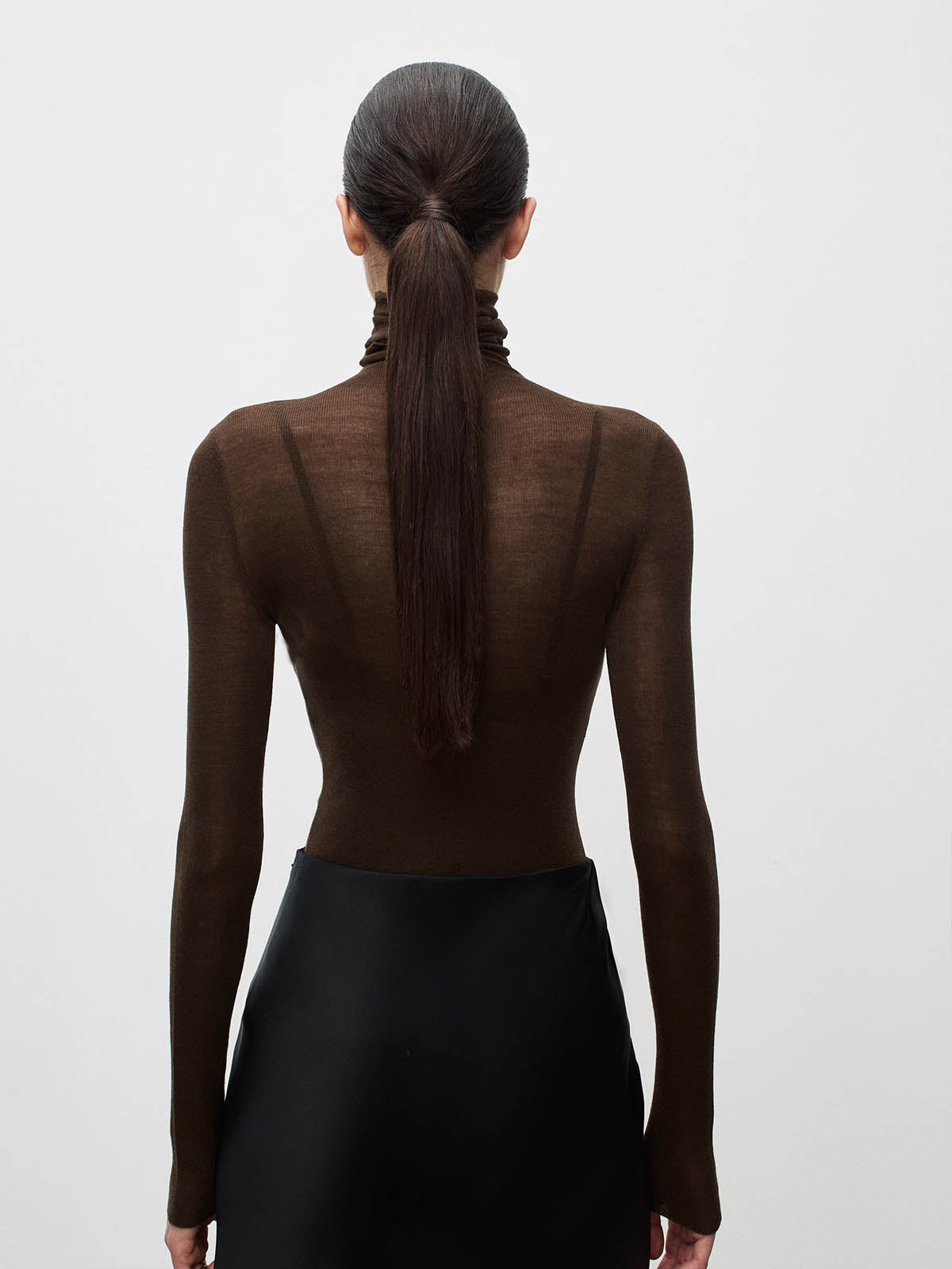 Wool-Blend Turtleneck Sheer Sweater-CALLISTARI