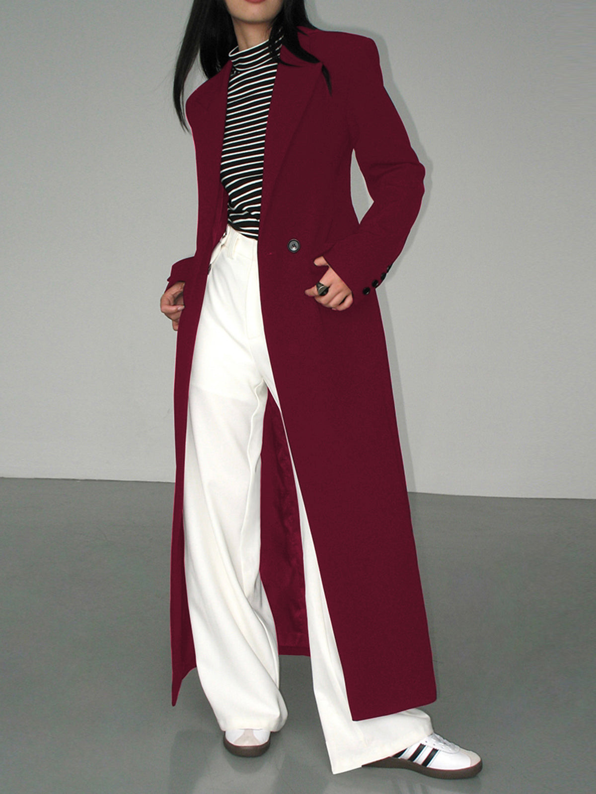 Collar Pocket Blazer Coat-Mesadic