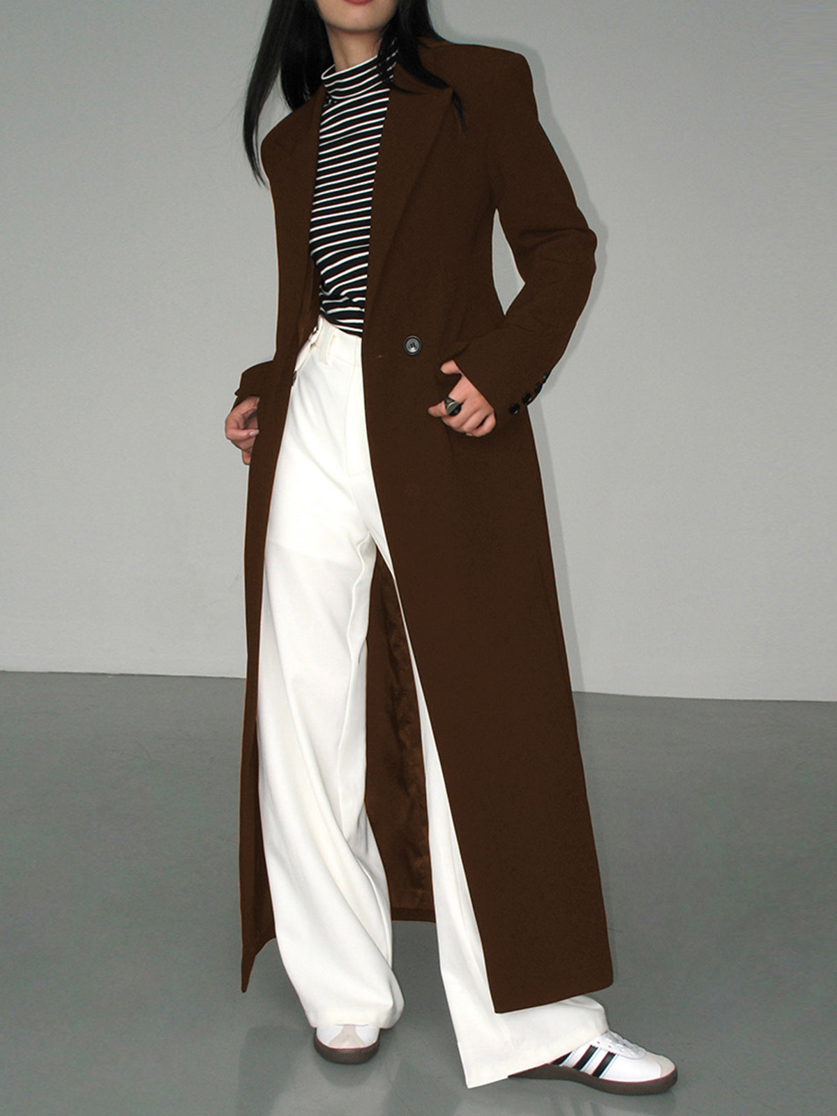 Collar Pocket Blazer Coat-Mesadic