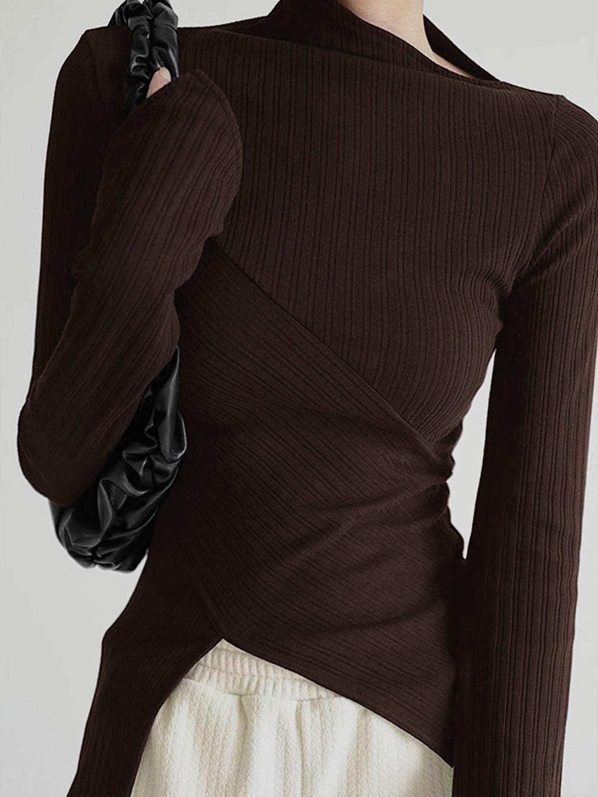 Callistari Plain Asymmetrical Mechanism Knitting Blouse-CALLISTARI
