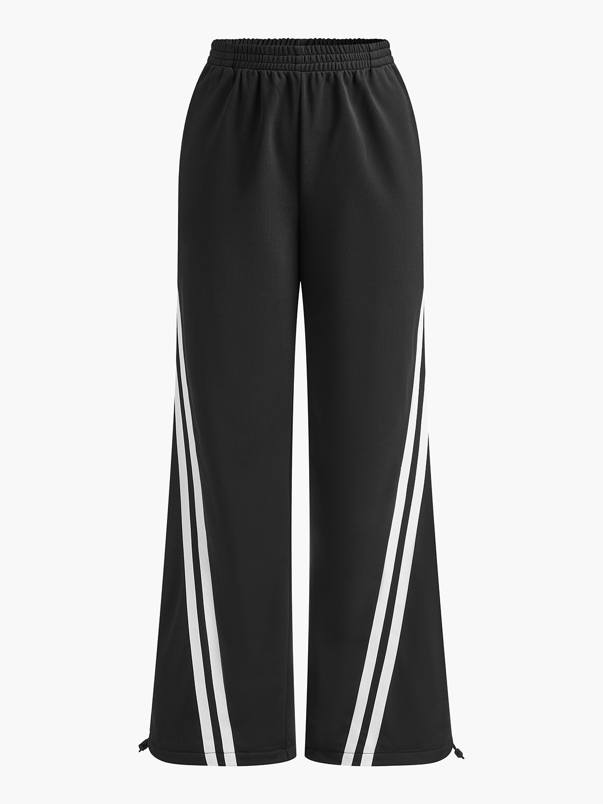 Drawstring Side Contrast Striped Pants-Mesadic