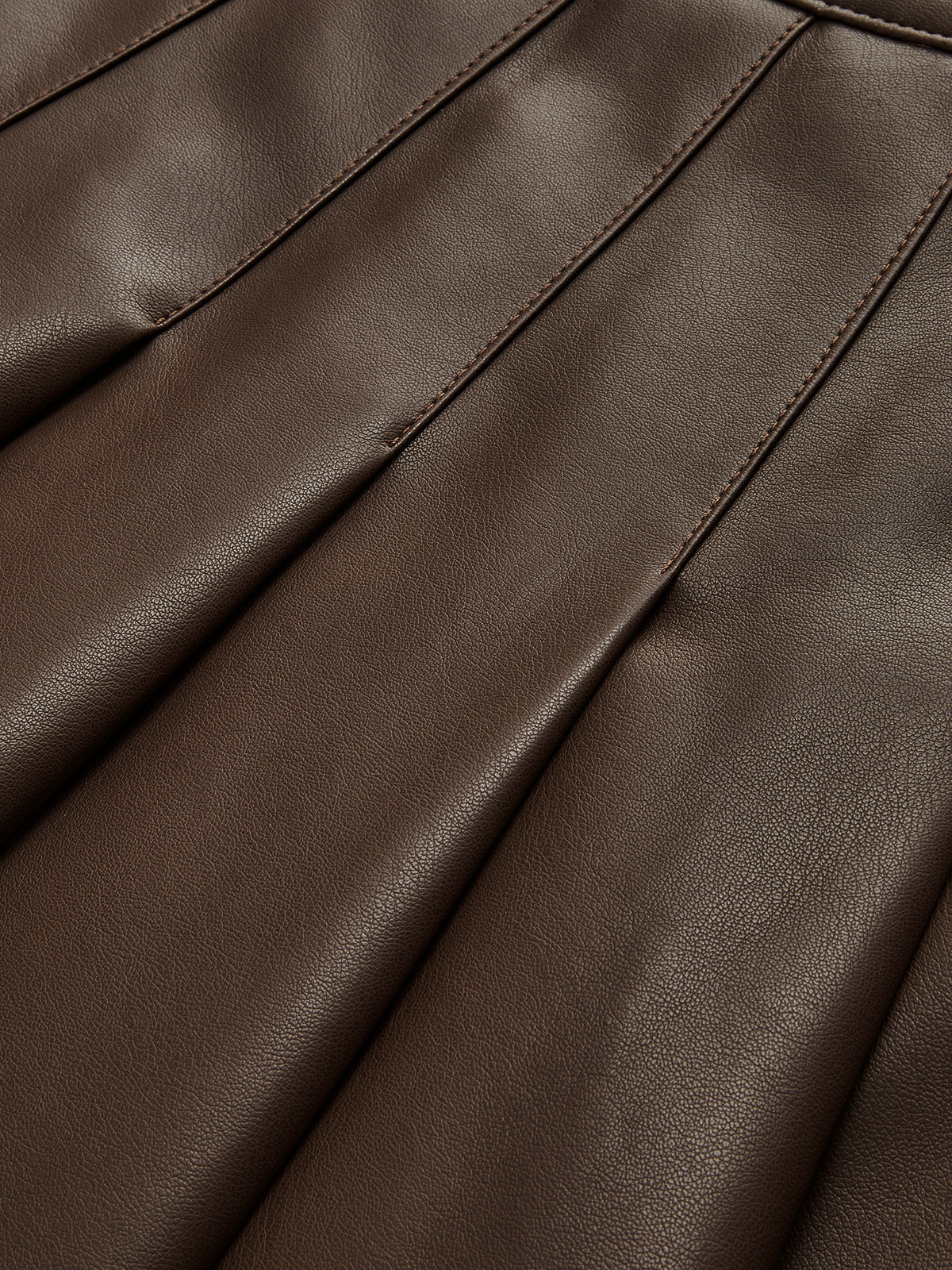 Retro Pleated PU Leather Skirt-Mesadic