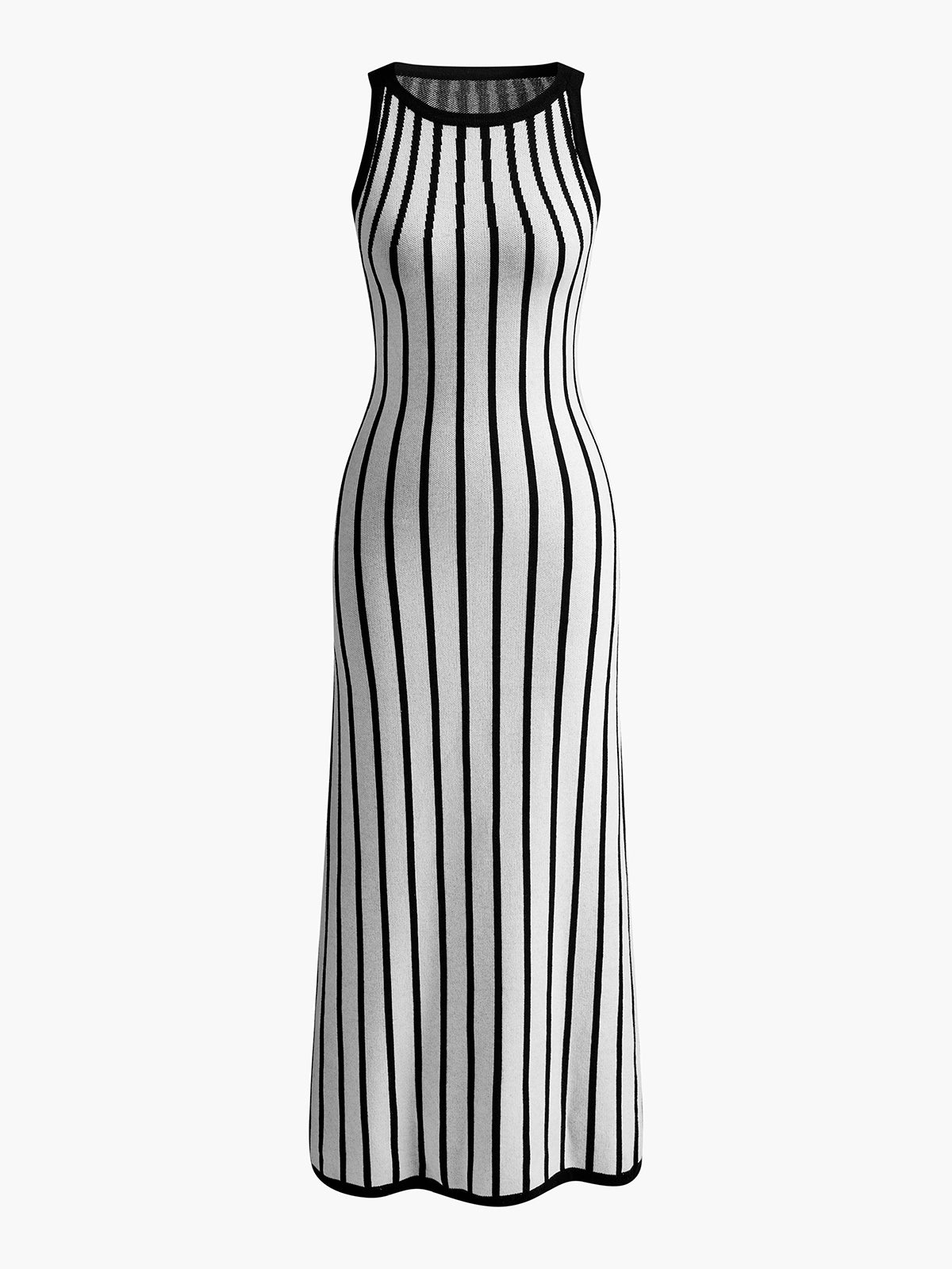 Contrast Pinstripe Slim Sweater Dress-CALLISTARI