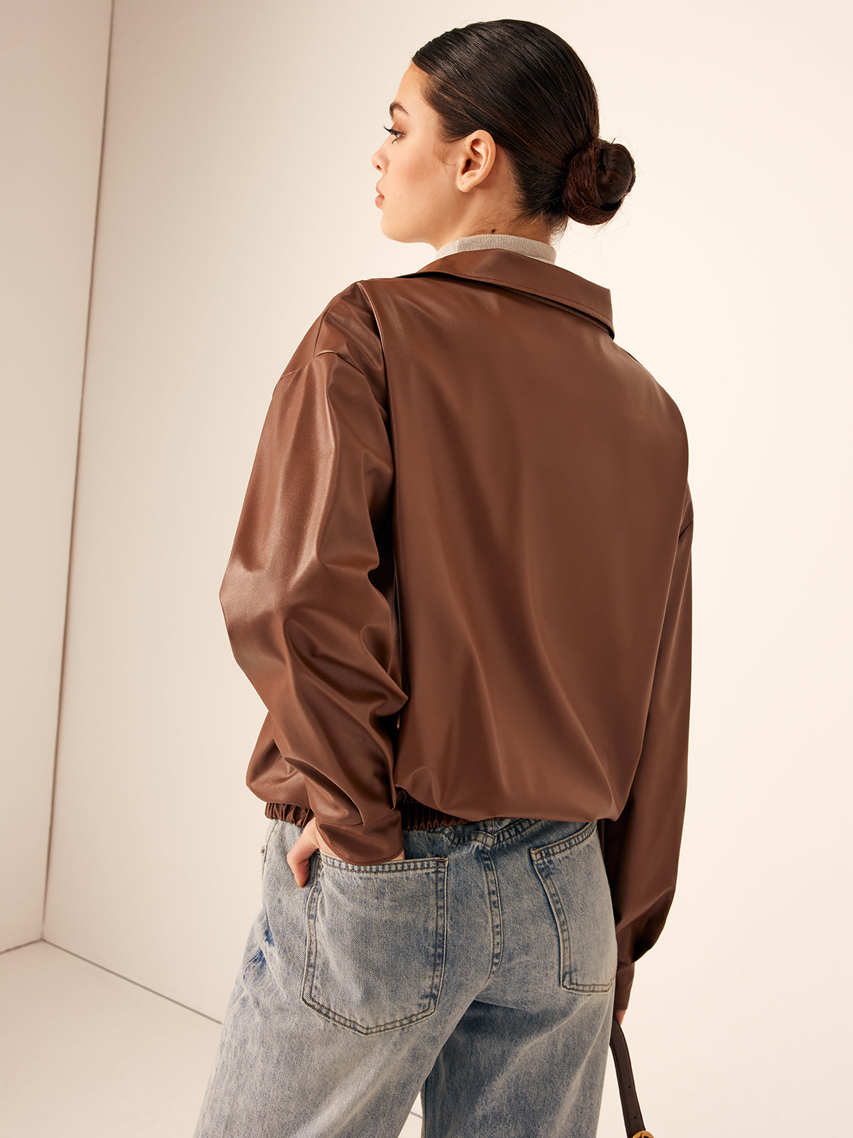 Retro Loose Motorcycle Faux Leather Jacket-CALLISTARI