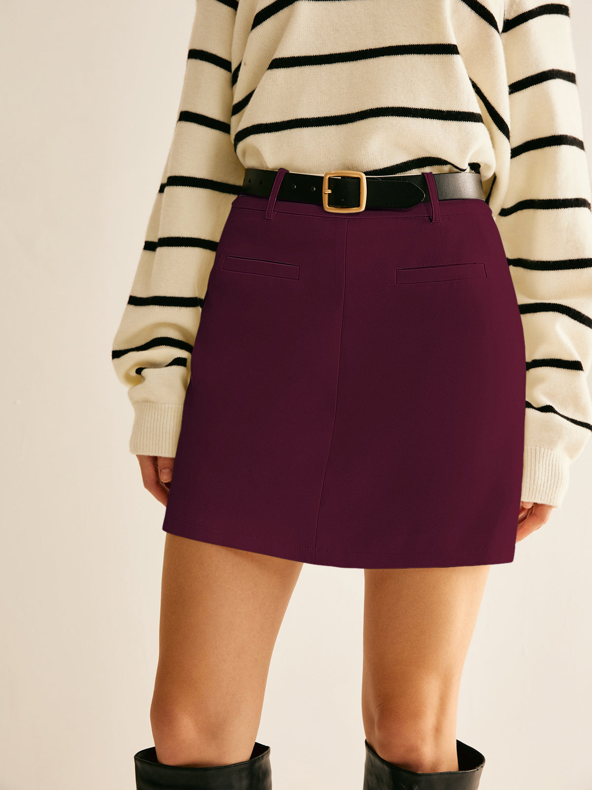 Back Zipper A Line Skirt Without Belt-CALLISTARI