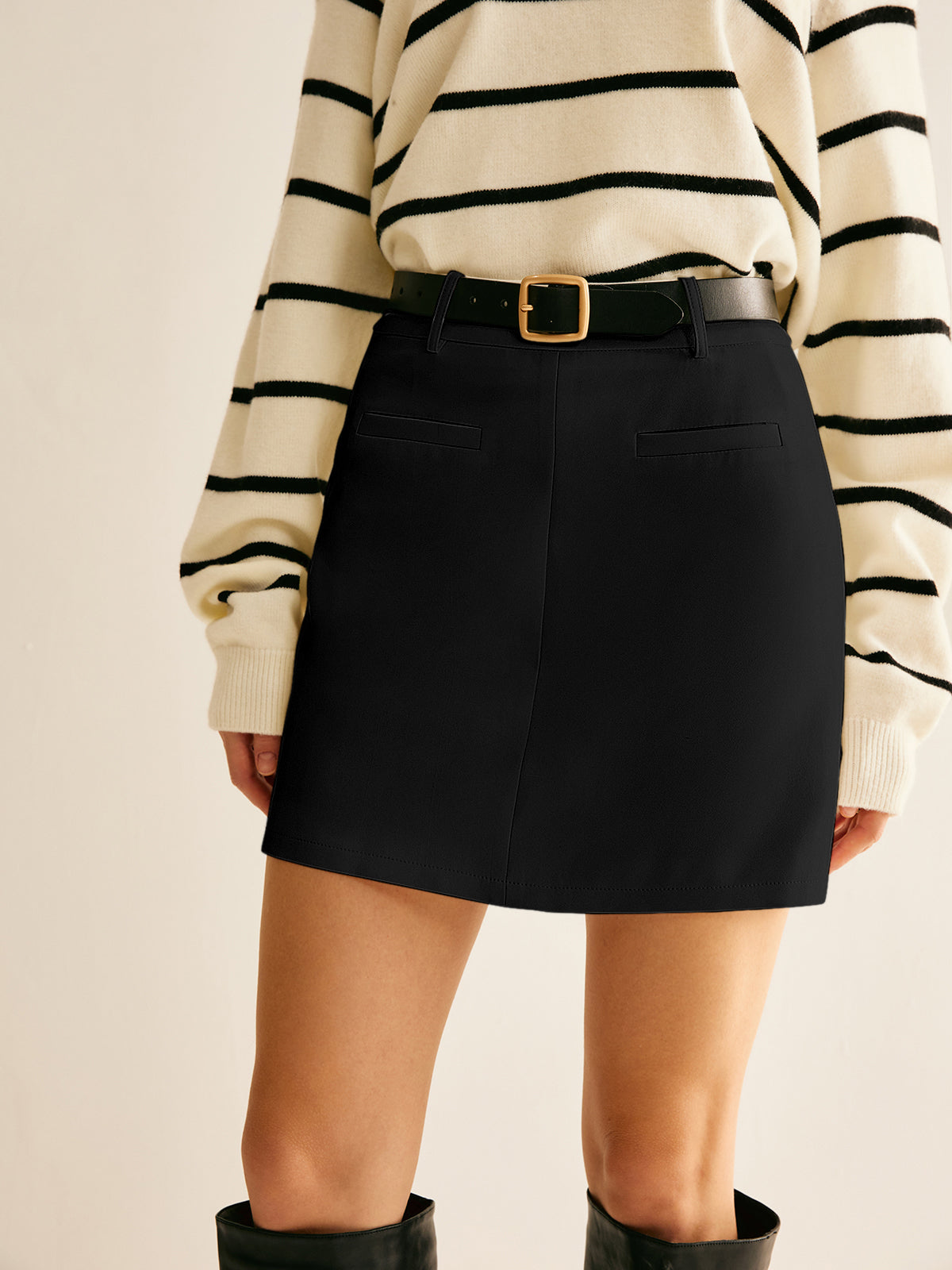 Back Zipper A Line Skirt Without Belt-CALLISTARI