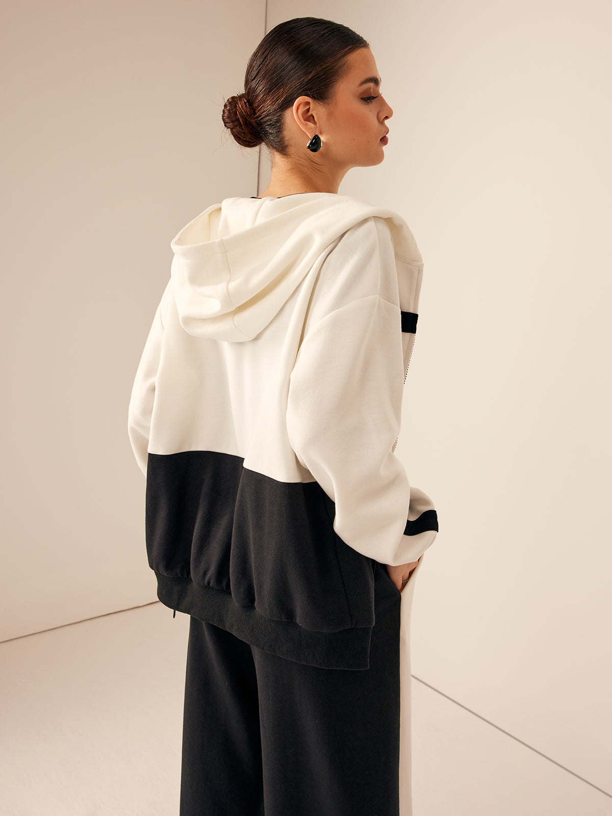 Color Block Zip Hooded Jacket-CALLISTARI