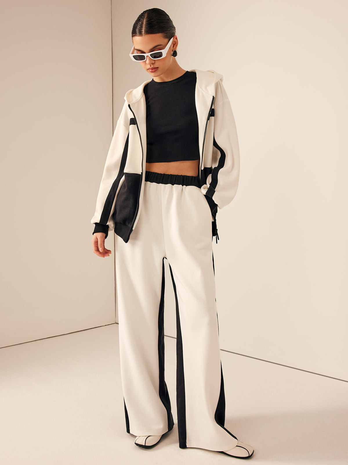 Color Block Zip Hooded Jacket-CALLISTARI