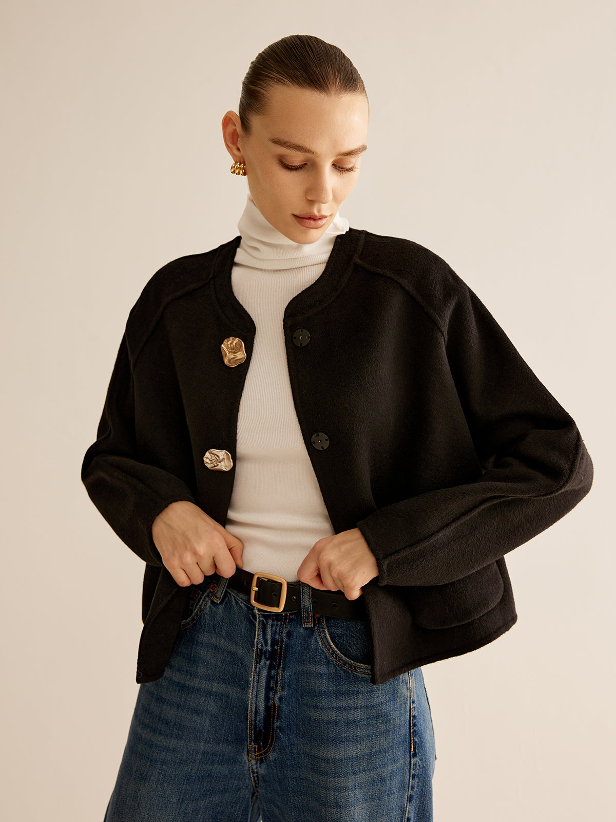 Wool-Blend Metal-Button Jacket-CALLISTARI