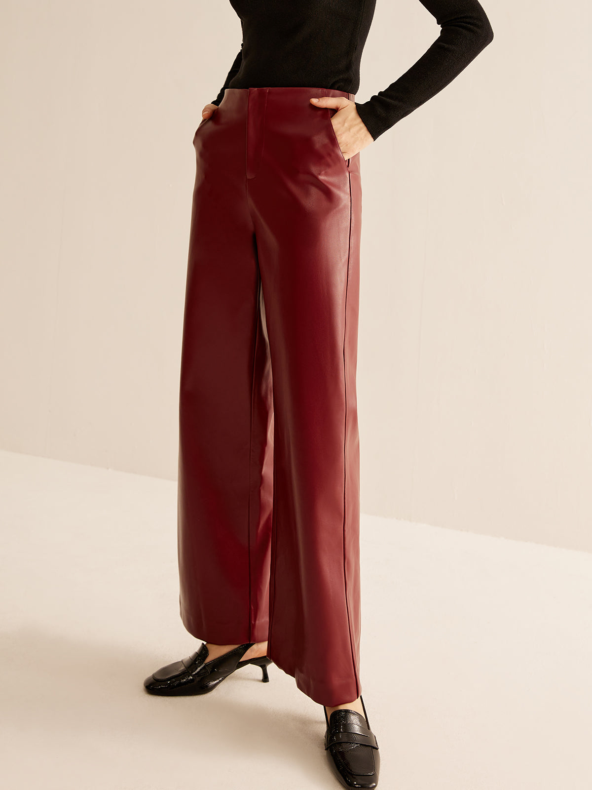 Retro Regular PU Leather Pants-CALLISTARI