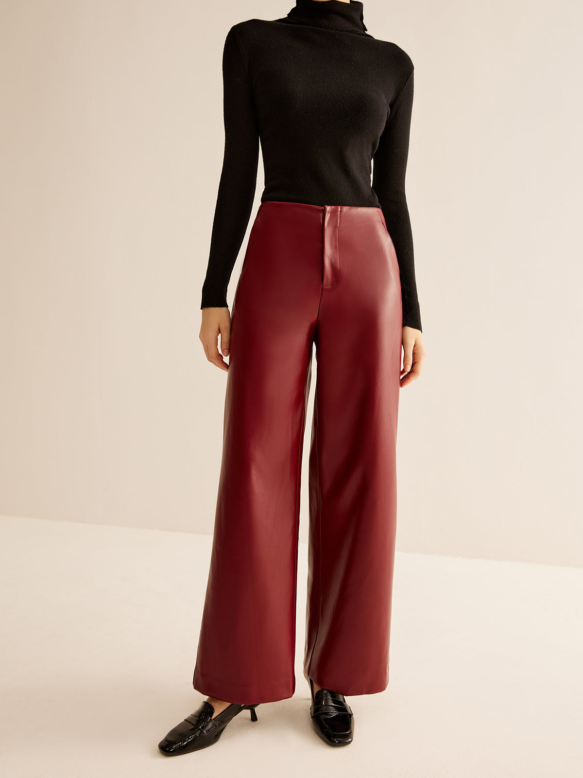 Retro Regular PU Leather Pants-CALLISTARI