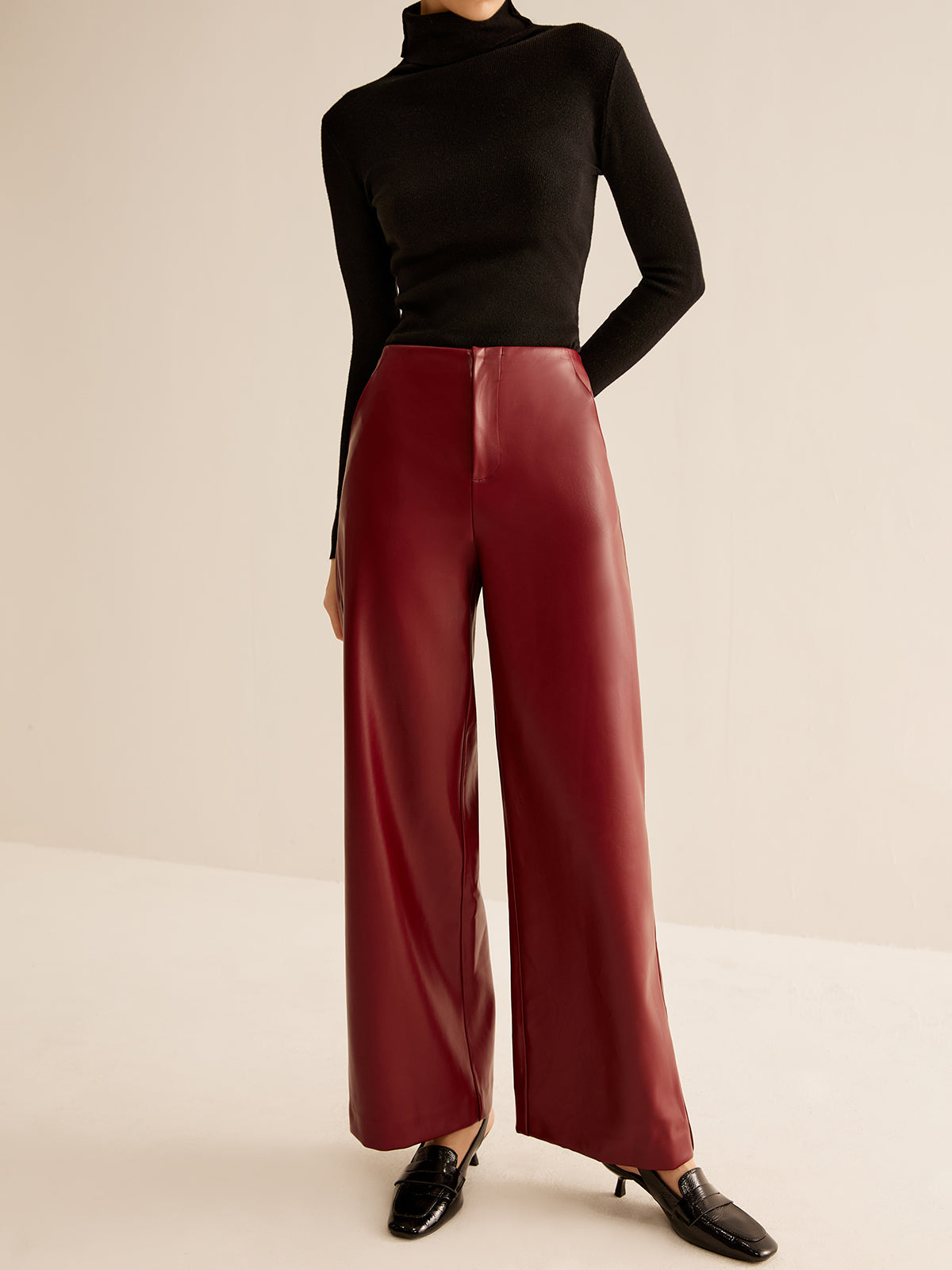 Retro Regular PU Leather Pants-CALLISTARI