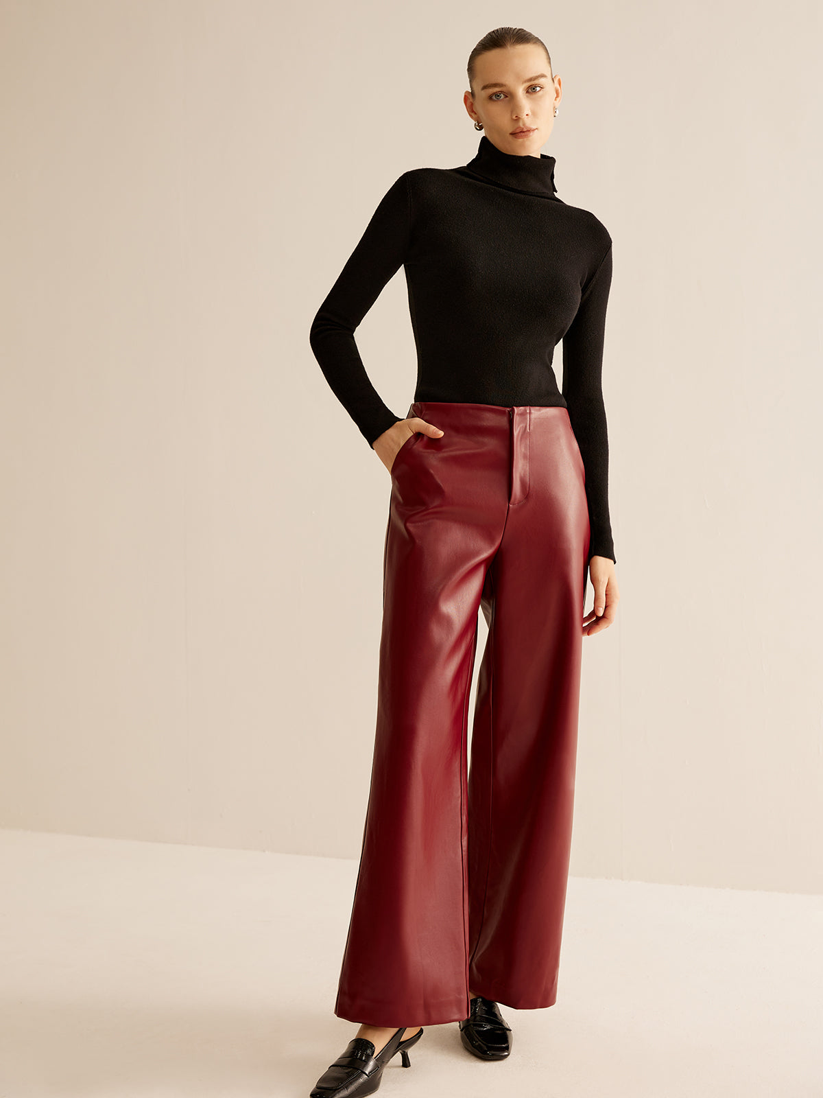 Retro Regular PU Leather Pants-CALLISTARI