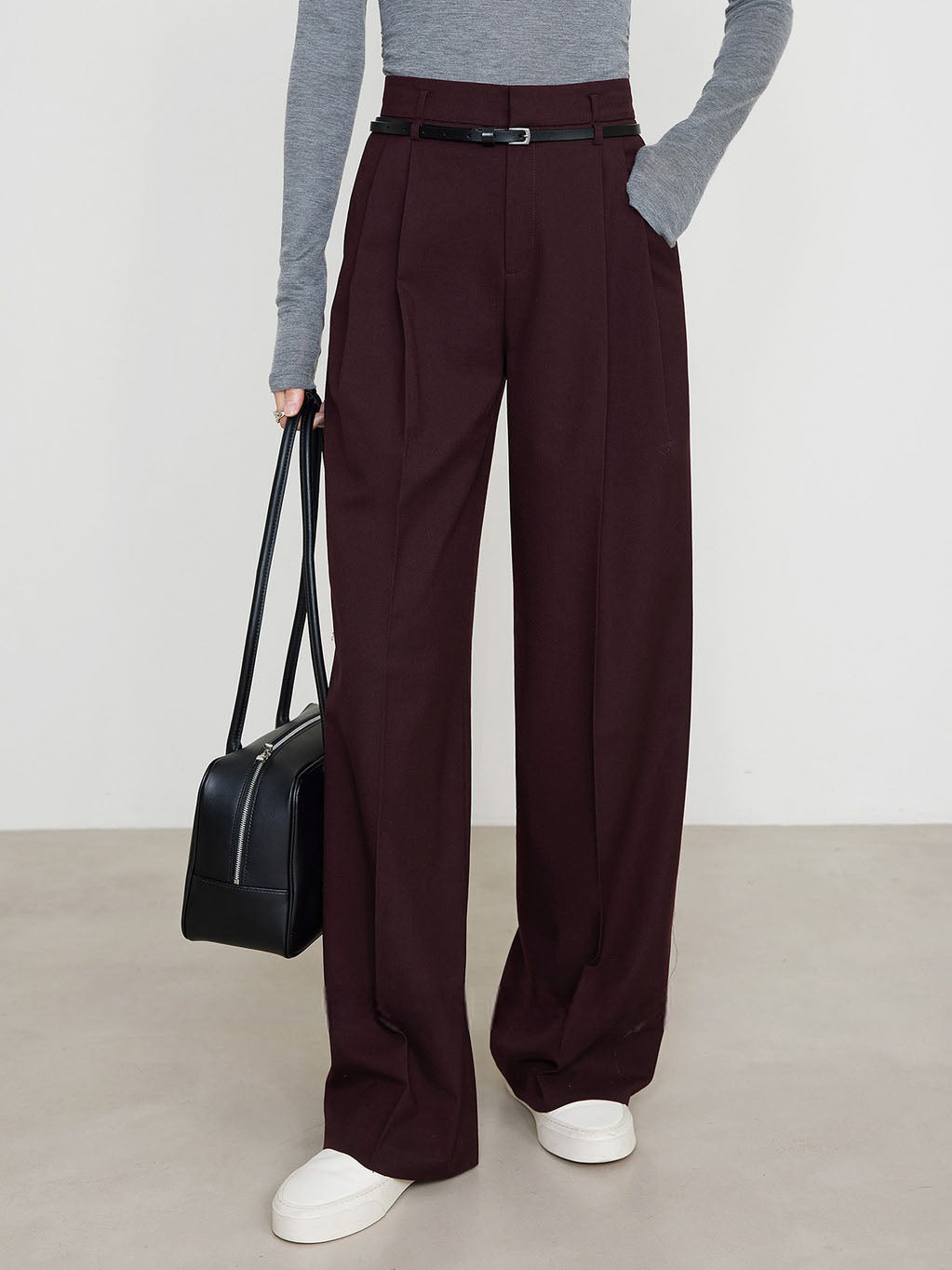 Utility High-Waist Pleated Pants Without Belt-CALLISTARI