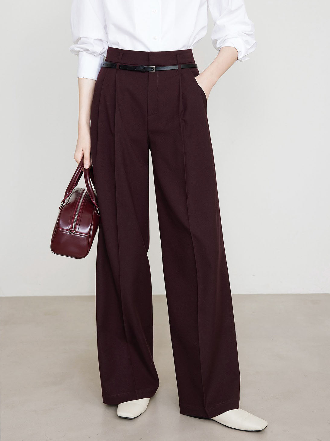 Utility High-Waist Pleated Pants Without Belt-CALLISTARI