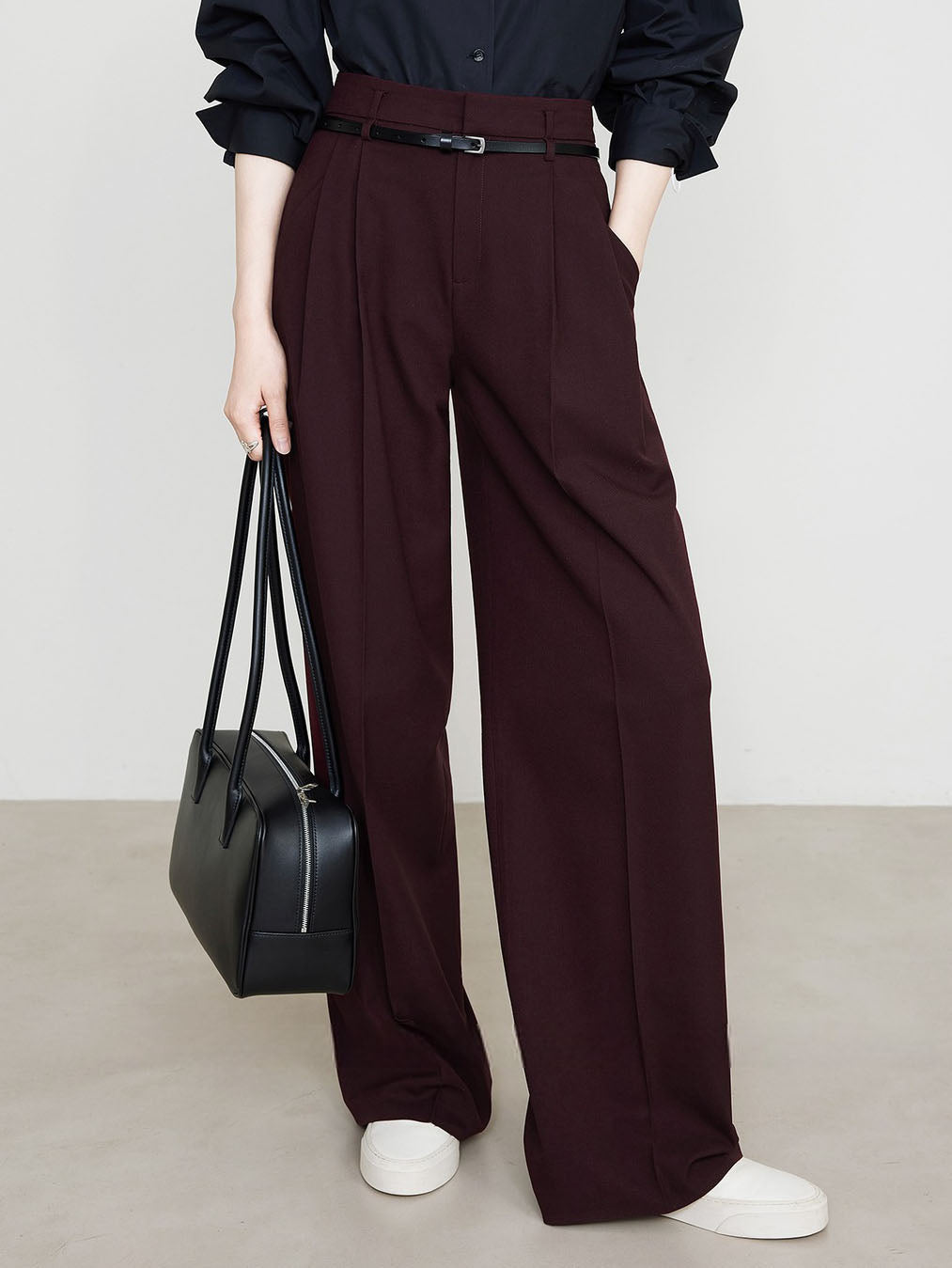 Utility High-Waist Pleated Pants Without Belt-CALLISTARI
