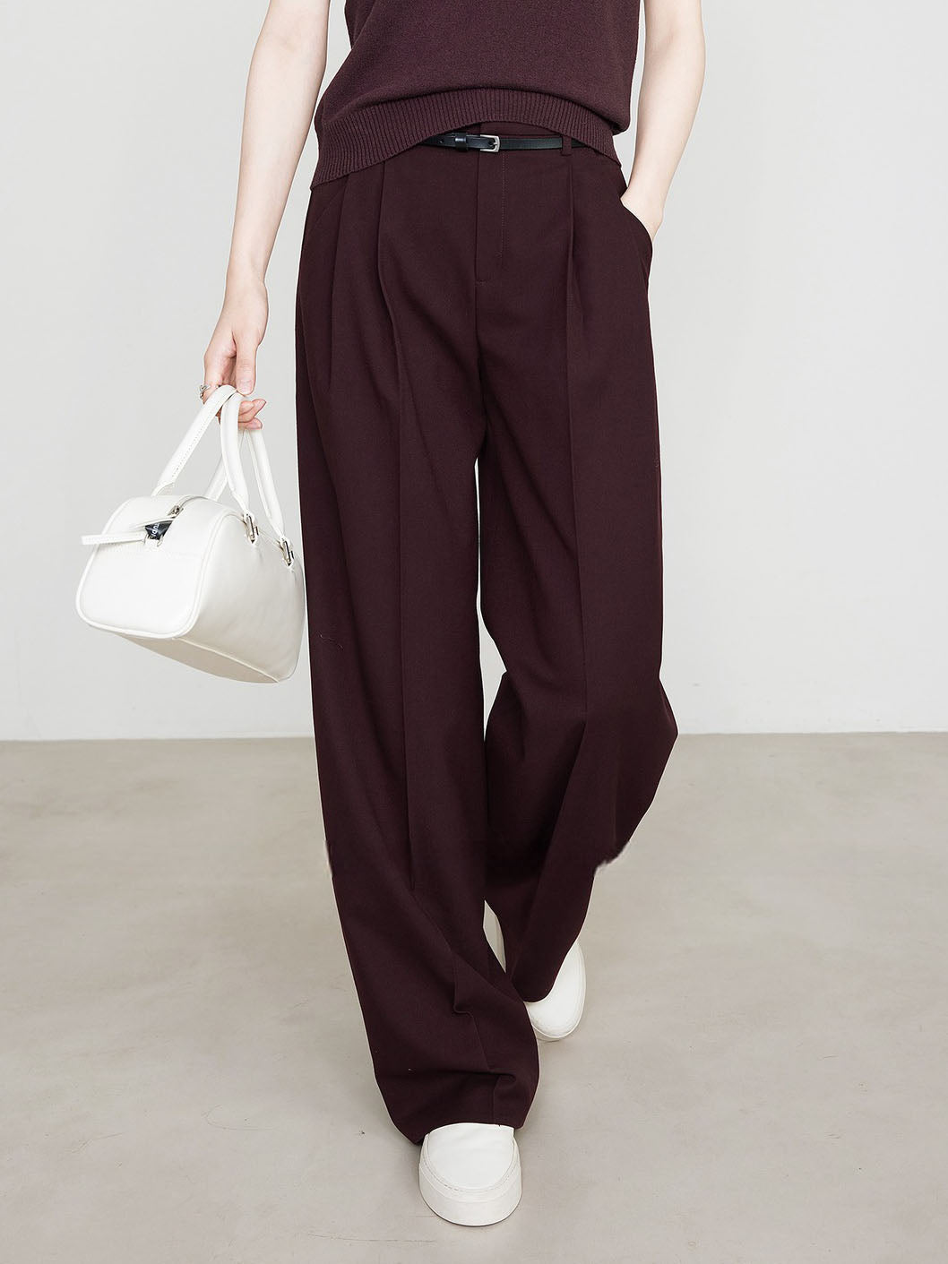 Utility High-Waist Pleated Pants Without Belt-CALLISTARI