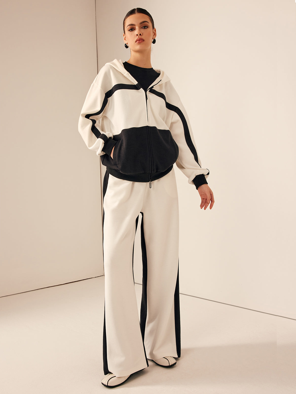 Color Block Zip Hooded Jacket-CALLISTARI