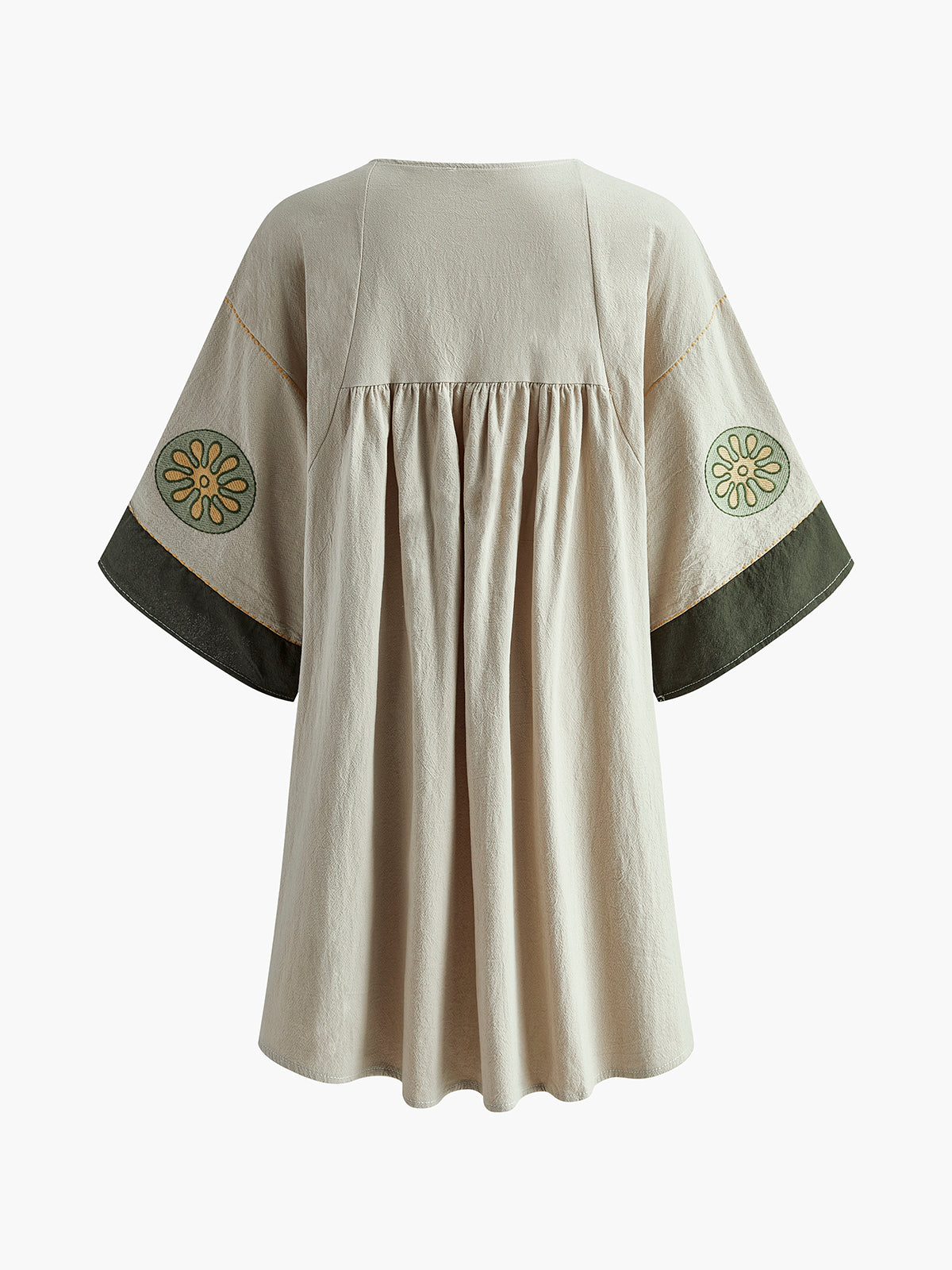 Boheme Embroidery Pleated Half-Sleeve Dress-CALLISTARI