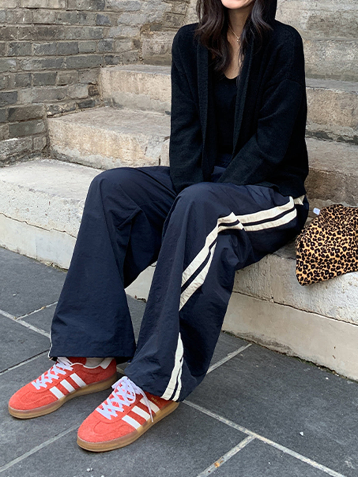 Contrast Side Trim Drawstring Pants-Mesadic