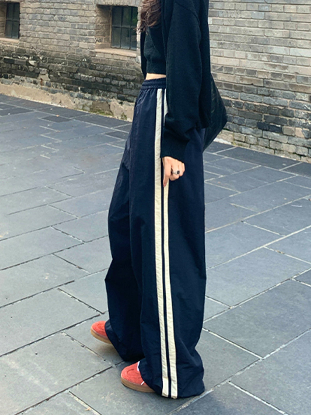 Contrast Side Trim Drawstring Pants-Mesadic