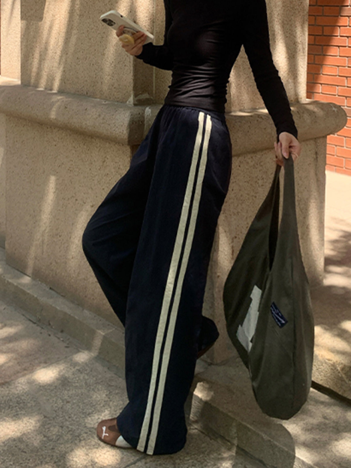 Contrast Side Trim Drawstring Pants-Mesadic