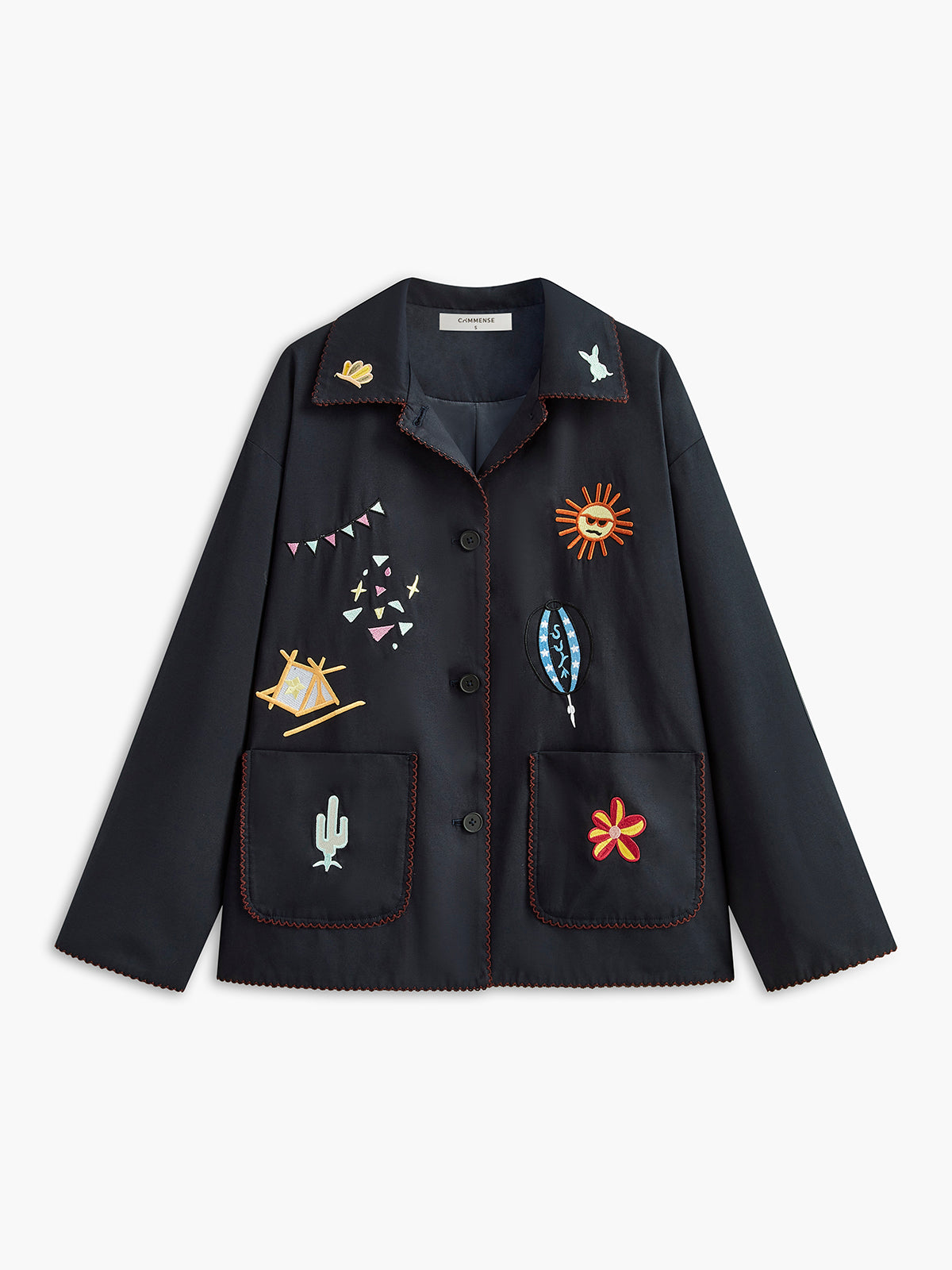 Boheme Embroidery Lapel Jacket-Mesadic