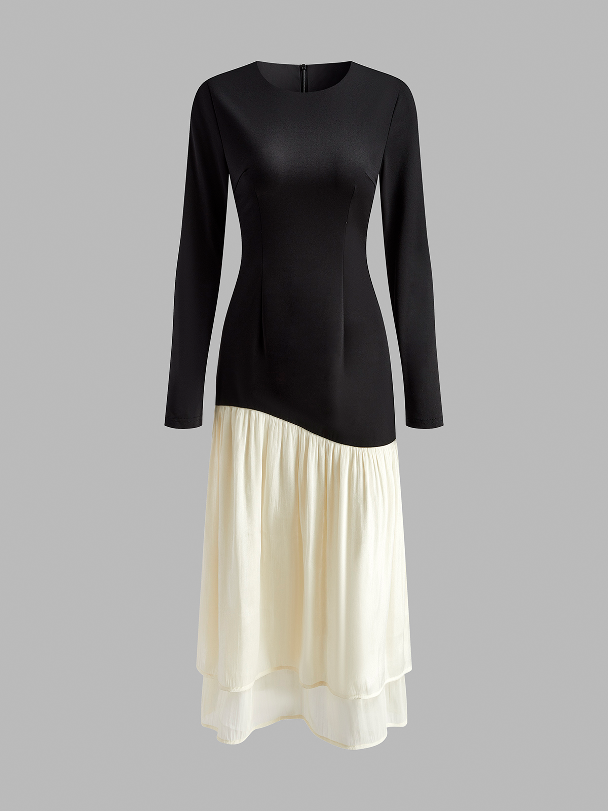 Two Tone Panel Pleated Dress-Mesadic