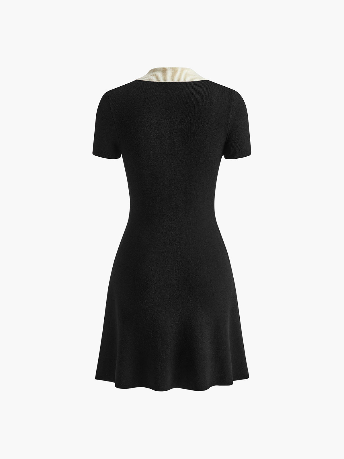 Contrast Collar Flowy Sweater Short Dress-Mesadic