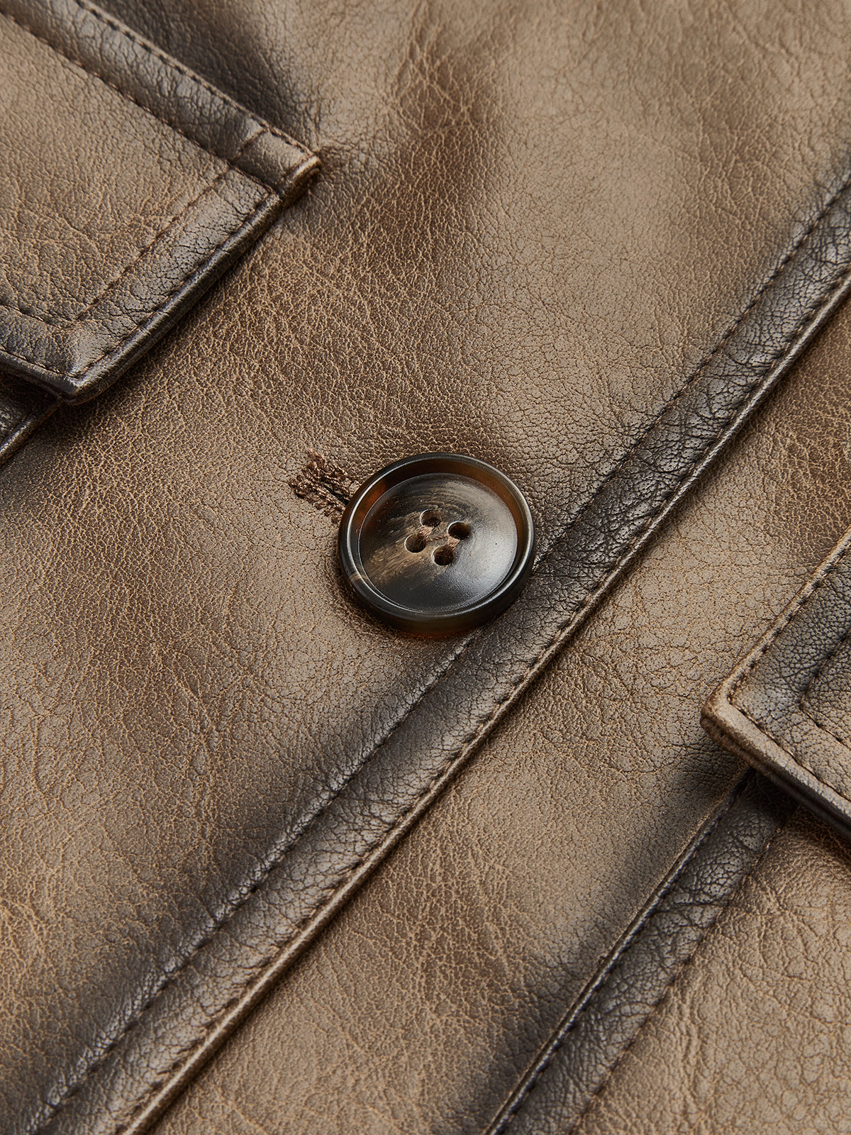 Retro Piping PU Leather Jacket-CALLISTARI