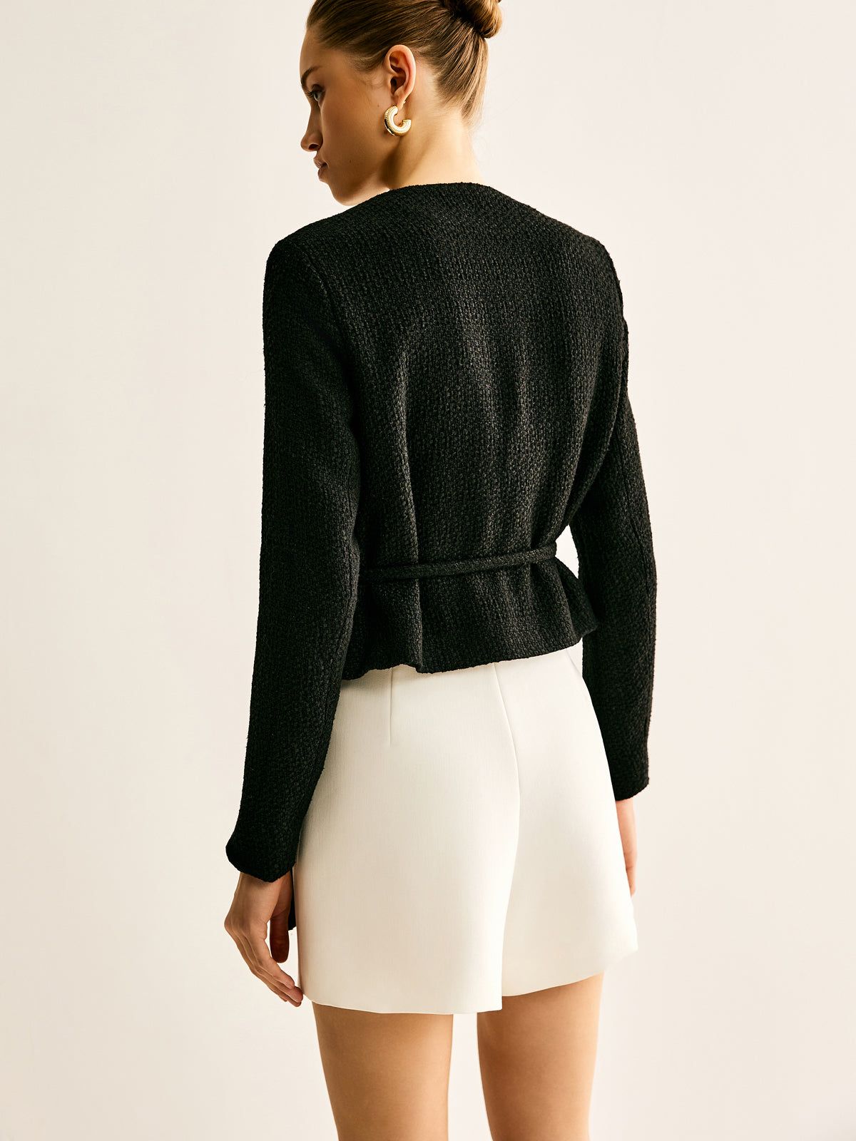 Rope-Belted Button Jacket-Mesadic