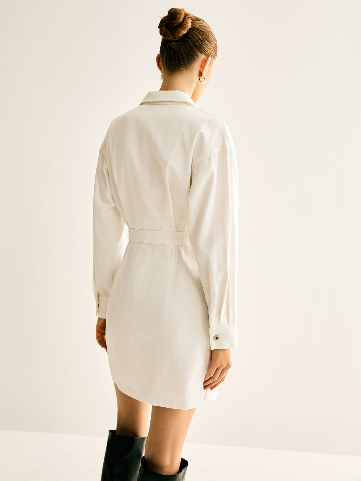 Cotton Breasted Cinched Dress-Mesadic