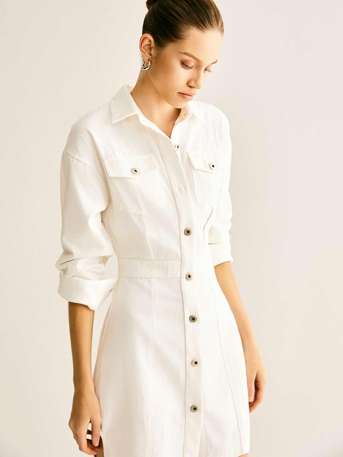Cotton Breasted Cinched Dress-Mesadic