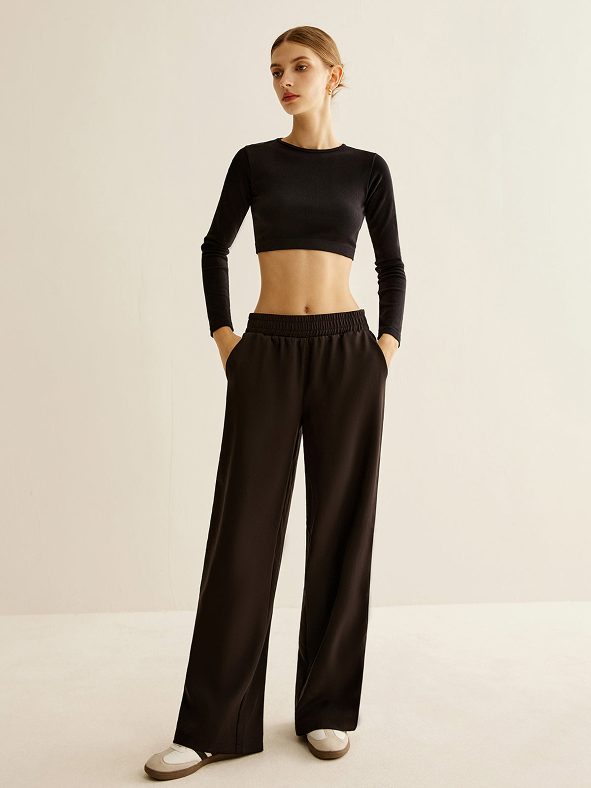 Contrast Striped Elastic Waist Pants-Mesadic