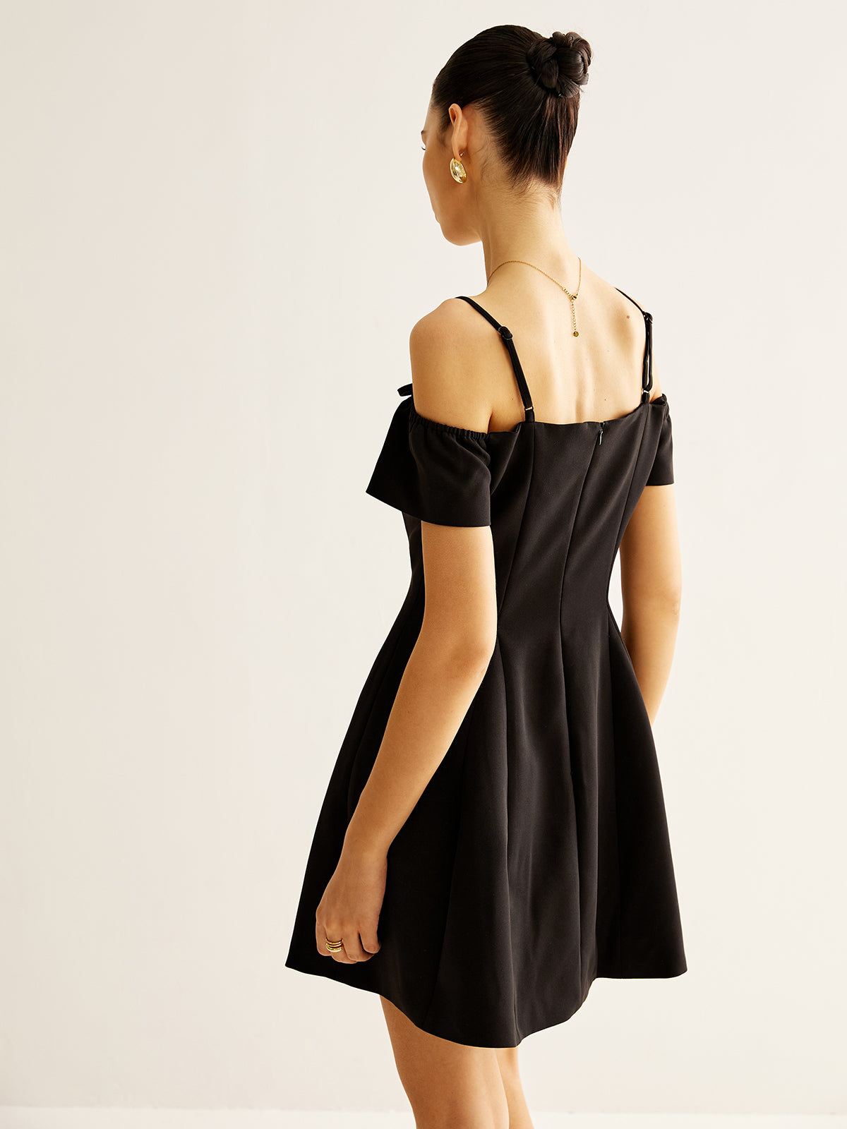 Spaghetti Strap Bow Zipper Dress-Mesadic