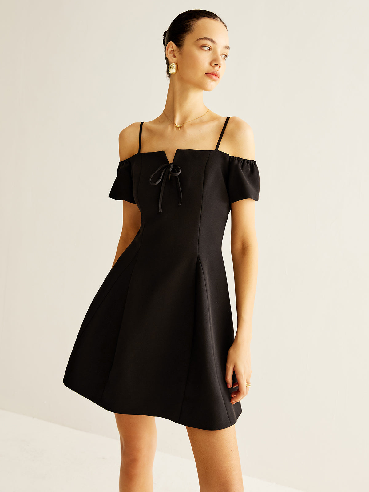 Spaghetti Strap Bow Zipper Dress-Mesadic