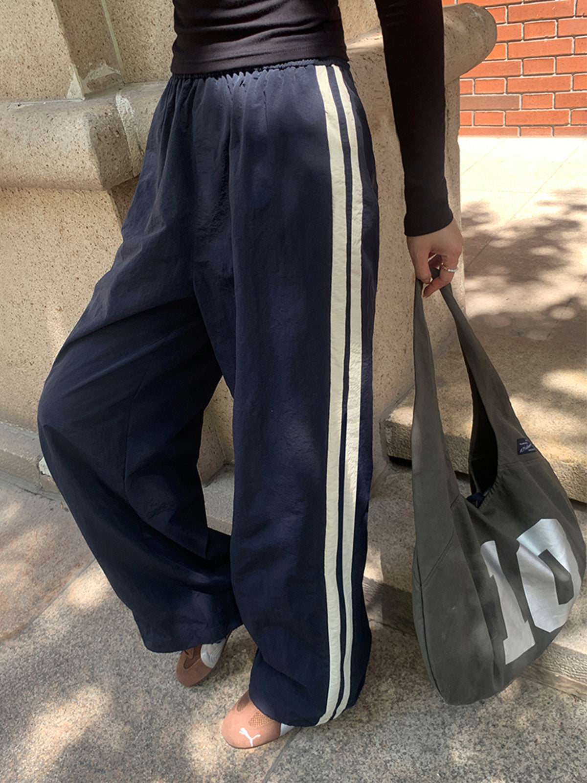 Contrast Side Trim Drawstring Pants-Mesadic