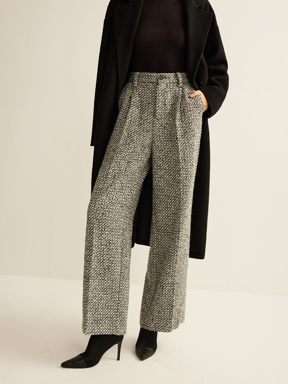 Wool-Blend Tweed Pants-Mesadic