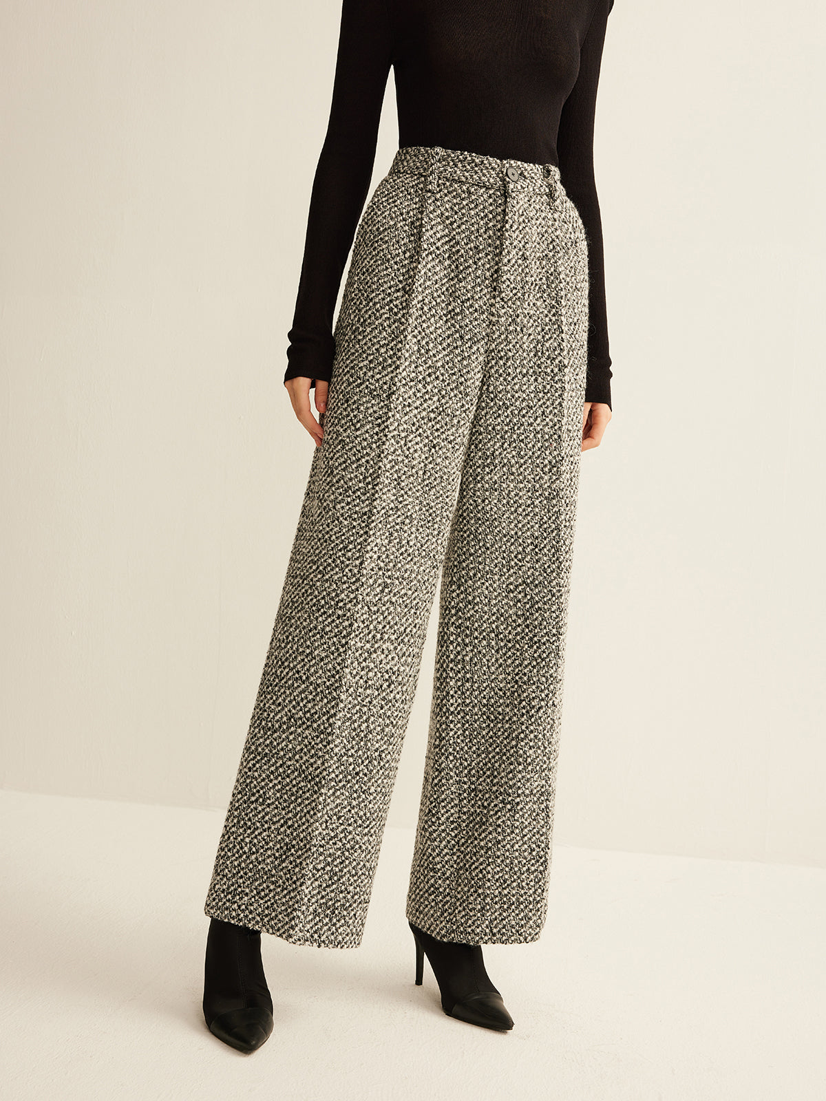 Wool-Blend Tweed Pants-Mesadic