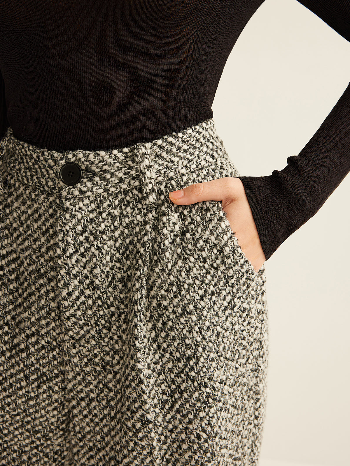 Wool-Blend Tweed Pants-Mesadic