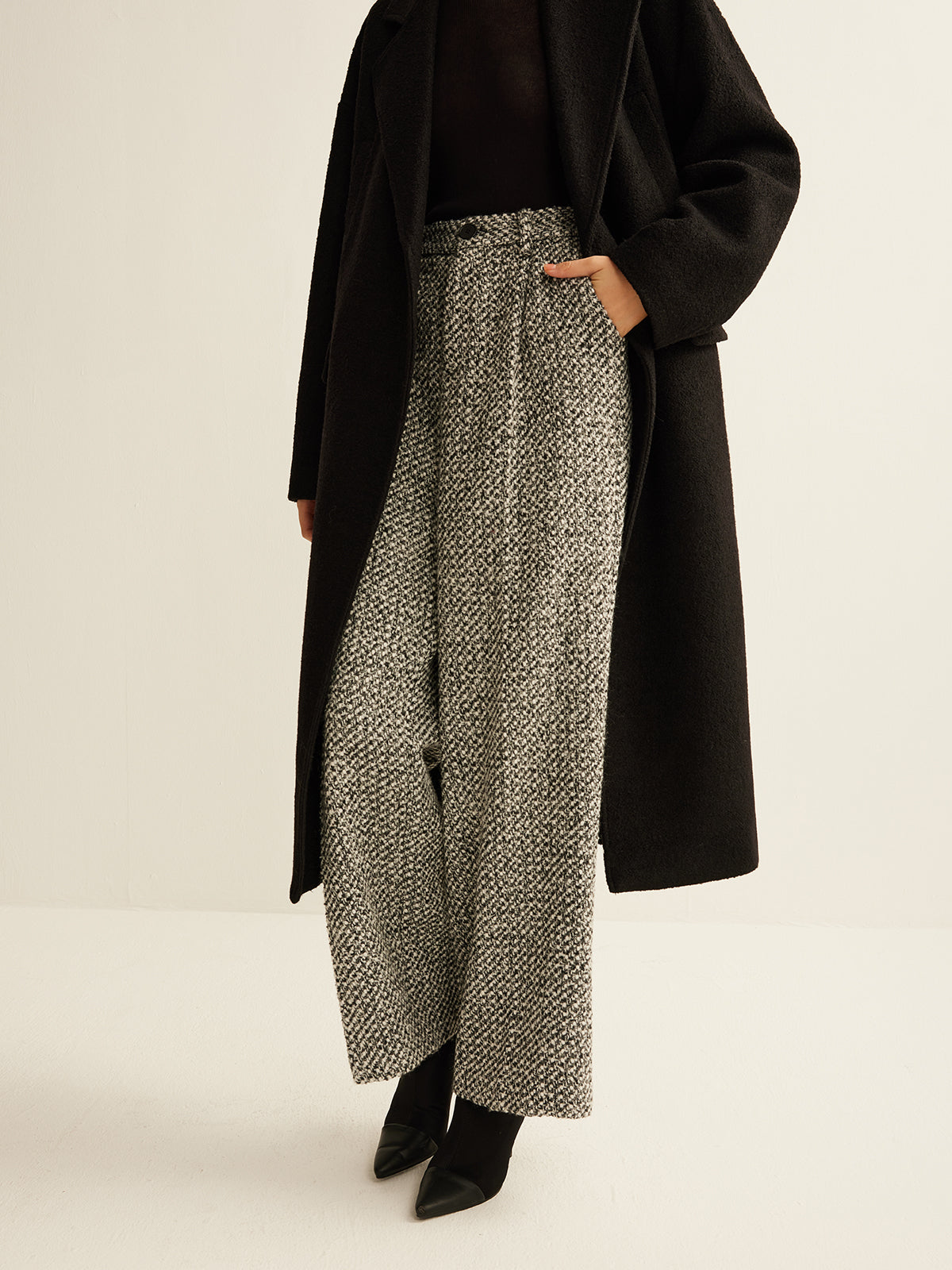 Wool-Blend Tweed Pants-Mesadic