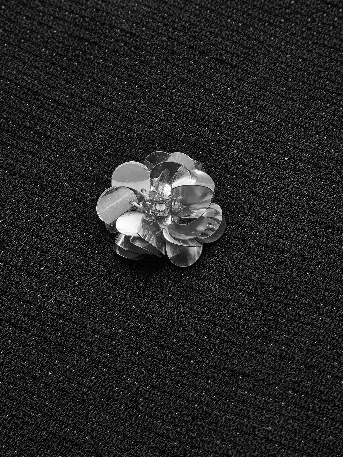 Tweed Floral-Beaded Zipper Skirt-Mesadic