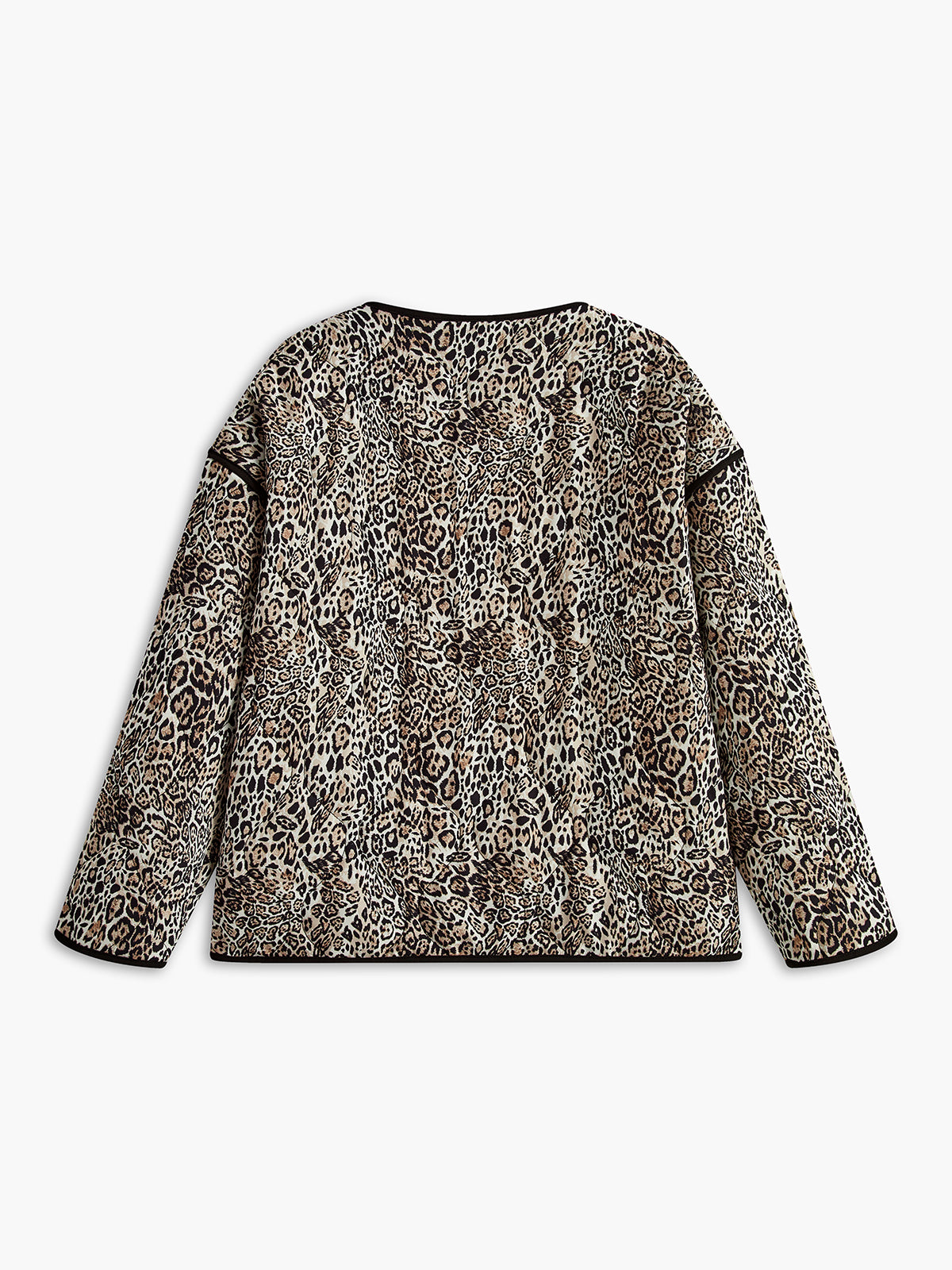 Contrast Trim Leopard Printed Winter Coat-Mesadic