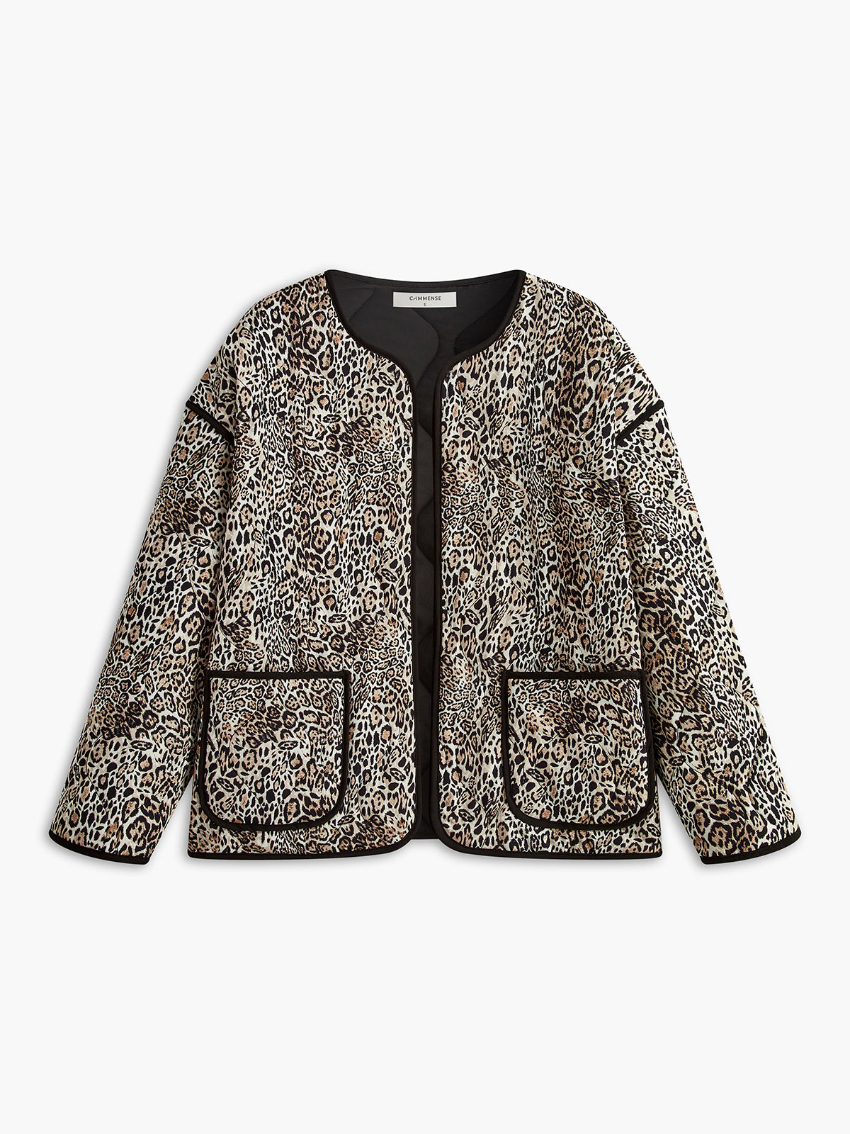 Contrast Trim Leopard Printed Winter Coat-Mesadic