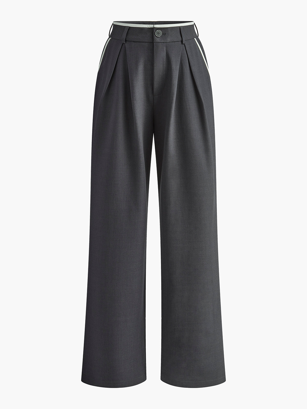 Contrast Trim Pleated Draped Pants-Mesadic
