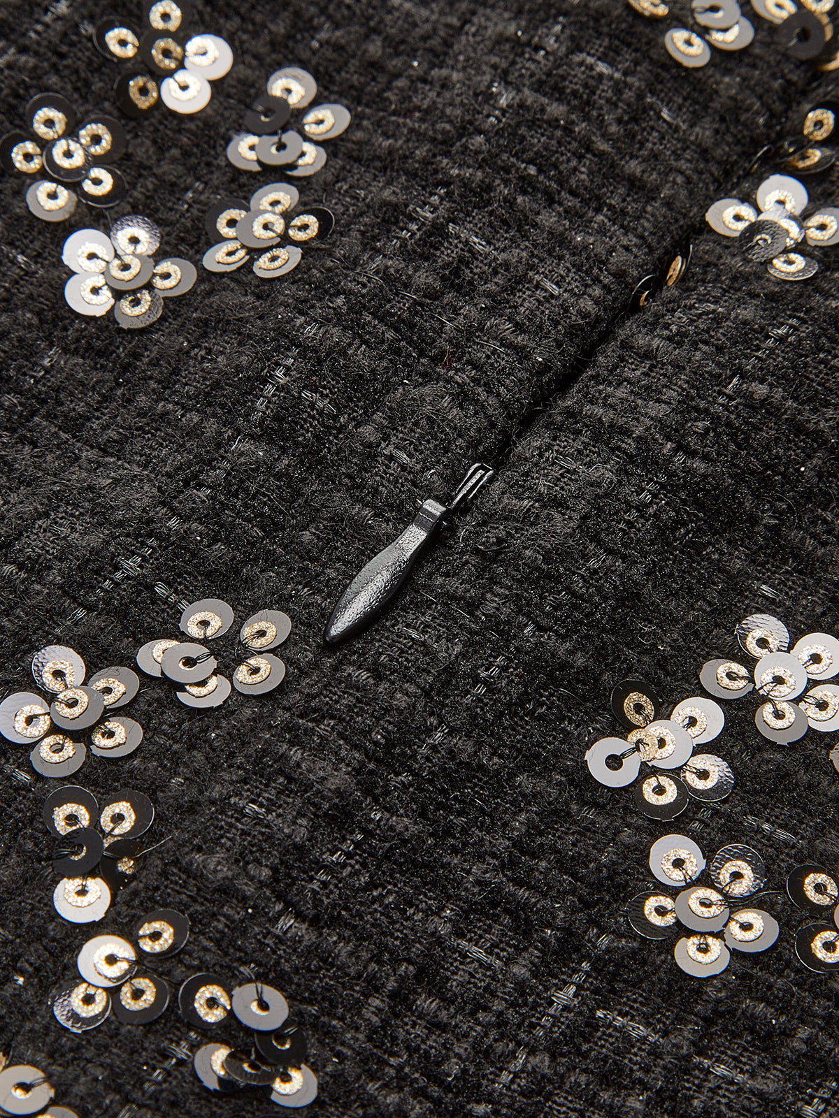 Sequins Floral Tweed Skirt-Mesadic