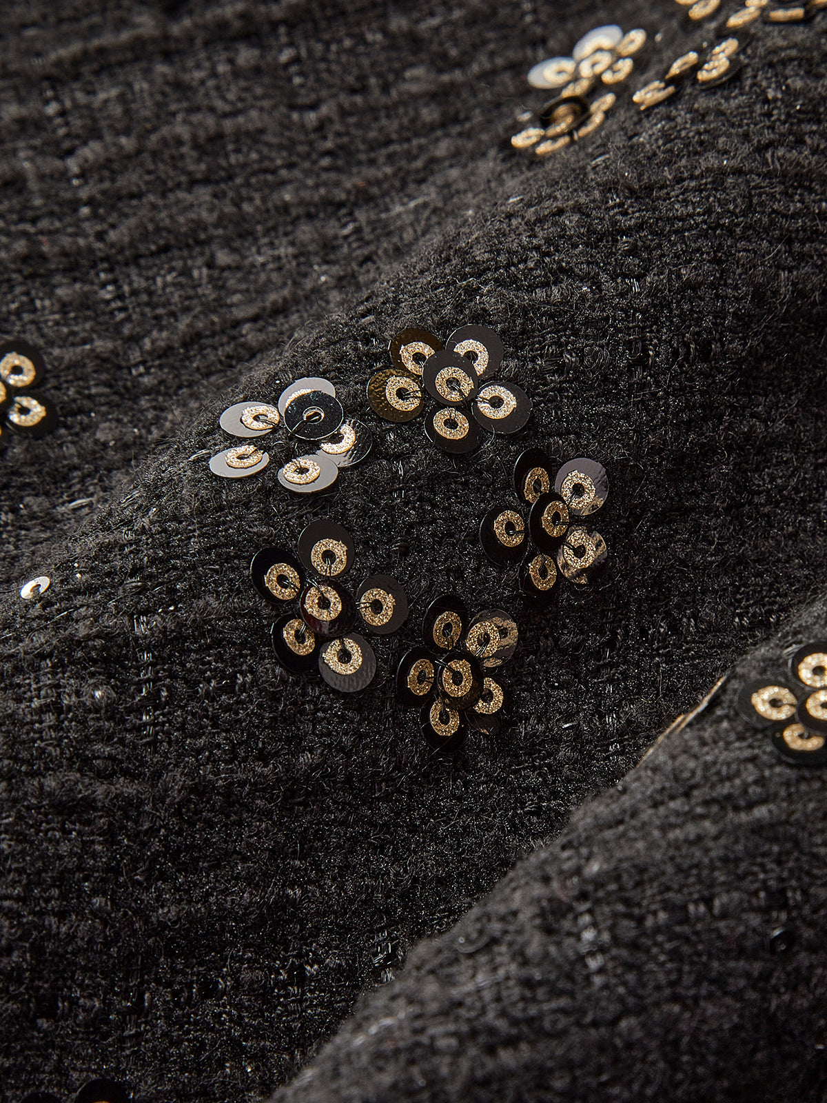 Sequins Floral Tweed Skirt-Mesadic